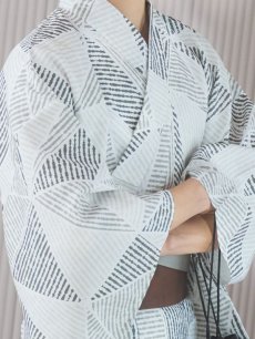 画像13: 【即日発送！】【メンズ浴衣】カーキグリーン幾何学的模様浴衣【浴衣・帯・下駄セット】 [YMT] (13)