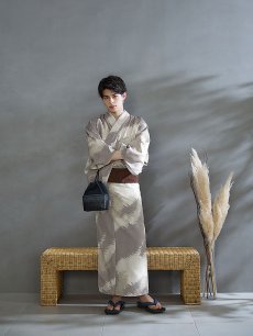 画像8: 【即日発送！】【メンズ浴衣】グレージュモザイク柄浴衣【浴衣・帯・下駄セット】 [FB03] (8)