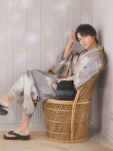 画像10: 【即日発送！】【メンズ浴衣】グレージュモザイク柄浴衣【浴衣・帯・下駄セット】 [FB03] (10)