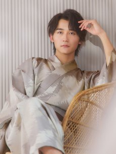 画像11: 【即日発送！】【メンズ浴衣】グレージュモザイク柄浴衣【浴衣・帯・下駄セット】 [FB03] (11)