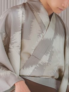 画像13: 【即日発送！】【メンズ浴衣】グレージュモザイク柄浴衣【浴衣・帯・下駄セット】 [FB03] (13)