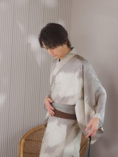 画像5: 【即日発送！】【メンズ浴衣】グレージュモザイク柄浴衣【浴衣・帯・下駄セット】 [FB03] (5)