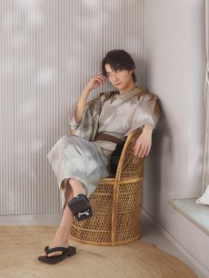 画像7: 【即日発送！】【メンズ浴衣】グレージュモザイク柄浴衣【浴衣・帯・下駄セット】 [FB03] (7)