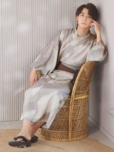 画像8: 【即日発送！】【メンズ浴衣】グレージュモザイク柄浴衣【浴衣・帯・下駄セット】 [FB03] (8)