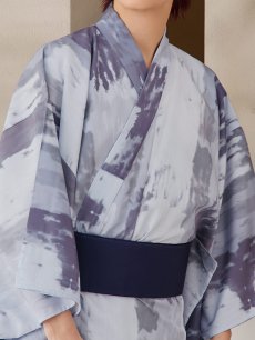 画像17: 【即日発送！】【メンズ浴衣】くすみブルーグレーモザイク柄浴衣【浴衣・帯・下駄セット】 [YMT] (17)