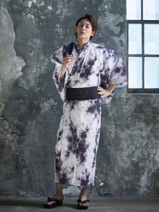 画像3: 【即日発送】【メンズ浴衣】タイダイ柄【浴衣・帯・下駄セット】[FB03] (3)