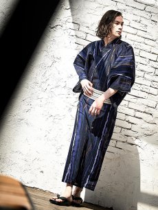 画像3: 【即日発送】【メンズ浴衣】ストライプ柄浴衣【浴衣・帯・下駄セット】[YMT] (3)