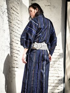 画像5: 【即日発送】【メンズ浴衣】ストライプ柄浴衣【浴衣・帯・下駄セット】[YMT] (5)