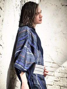 画像7: 【即日発送】【メンズ浴衣】ストライプ柄浴衣【浴衣・帯・下駄セット】[YMT] (7)