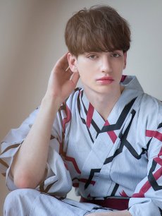 画像12: 【即日発送】【メンズ浴衣】白地に幾何学模様の紳士浴衣【浴衣・帯・下駄セット】 [YMT] (12)