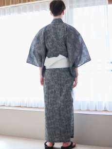 画像5: 【即日発送】【メンズ浴衣】黒地に迷彩柄ストライプ紳士浴衣【浴衣・帯・下駄セット】 [YMT] (5)