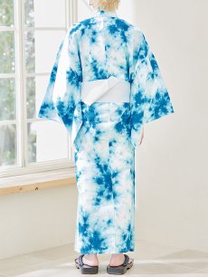 画像5: 【即日発送】【メンズ浴衣】ブルーのタイダイ柄浴衣【浴衣・帯・下駄セット】[FB03] (5)