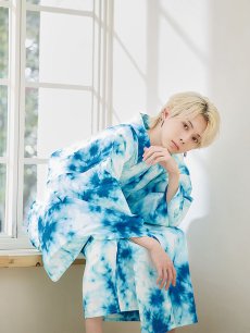 画像6: 【即日発送】【メンズ浴衣】ブルーのタイダイ柄浴衣【浴衣・帯・下駄セット】[FB03] (6)