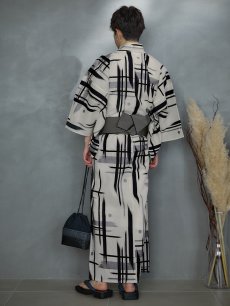 画像12: 【即日発送】【メンズ浴衣】ストライプ地モダン浴衣【浴衣・帯・下駄セット】 [YMT] (12)