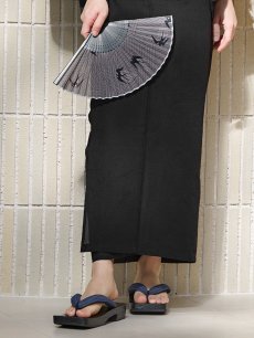 画像12: 【即日発送】【メンズ浴衣】しじら漆黒無地浴衣【浴衣・帯・下駄セット】 [YMT] (12)