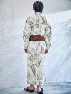 画像11: 【即日発送】【メンズ浴衣】カーキグリーン幾何学的模様浴衣 [YMT] (11)