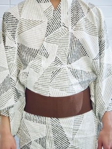 画像12: 【即日発送】【メンズ浴衣】カーキグリーン幾何学的模様浴衣 [YMT] (12)