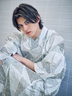 画像5: 【即日発送】【メンズ浴衣】カーキグリーン幾何学的模様浴衣 [YMT] (5)