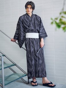 画像3: 【即日発送】【メンズ浴衣】モザイクアート×ストライプ浴衣 [/YMT] (3)