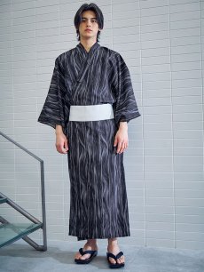 画像4: 【即日発送】【メンズ浴衣】モザイクアート×ストライプ浴衣 [/YMT] (4)