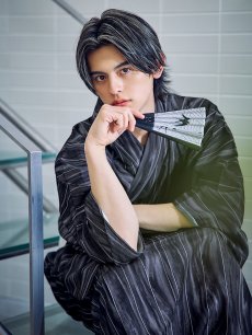 画像5: 【即日発送】【メンズ浴衣】モザイクアート×ストライプ浴衣 [/YMT] (5)