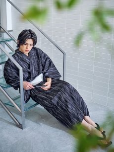 画像7: 【即日発送】【メンズ浴衣】モザイクアート×ストライプ浴衣 [/YMT] (7)