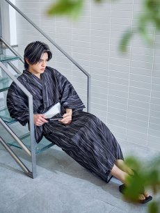 画像8: 【即日発送】【メンズ浴衣】モザイクアート×ストライプ浴衣 [/YMT] (8)