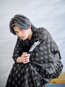 画像5: 【即日発送】【メンズ浴衣】ブラック矢羽線画紳士浴衣 [YMT] (5)