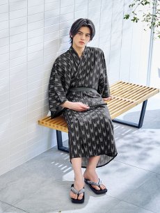 画像7: 【即日発送】【メンズ浴衣】ブラック矢羽線画紳士浴衣 [YMT] (7)