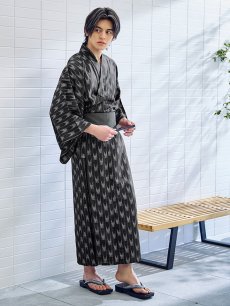 画像9: 【即日発送】【メンズ浴衣】ブラック矢羽線画紳士浴衣 [YMT] (9)