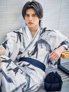 画像1: 【即日発送】【メンズ浴衣】水墨デザイン紳士浴衣 [YMT] (1)