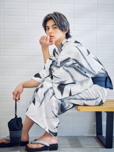 画像2: 【即日発送】【メンズ浴衣】水墨デザイン紳士浴衣 [YMT] (2)