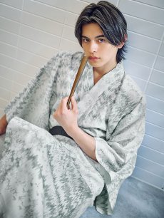 画像1: 【即日発送】【メンズ浴衣】グレイッシュニュアンス紳士浴衣 [YMT] (1)