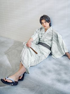 画像2: 【即日発送】【メンズ浴衣】グレイッシュニュアンス紳士浴衣 [YMT] (2)