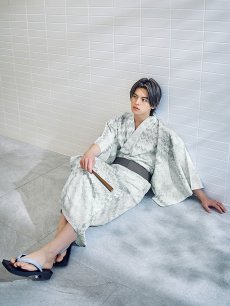 画像8: 【即日発送】【メンズ浴衣】グレイッシュニュアンス紳士浴衣 [YMT] (8)