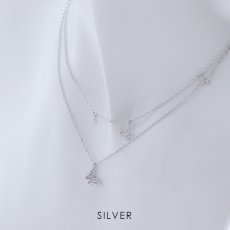 画像2: 【アクセサリー：ネックレス】2連バタフライシルバーネックレス【1カラー】[OF08] (2)