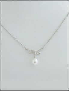 画像3: 【アクセサリー：ネックレス】ビジューリボンパールネックレス【1カラー】[OF02]  (3)