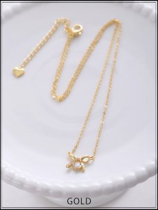 画像3: 【ネックレス】リボンモチーフワンビジューネックレス【2カラー】[OF02] (3)