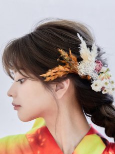 画像6: 【即日発送】【浴衣セール】【オリジナル浴衣】リアルフラワー橙色派手カワ浴衣セット【浴衣３点セット 浴衣/帯/下駄】[YMT] (6)