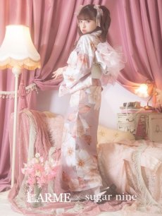 画像2: 【即日発送】【浴衣】 大人スウィートフラワー 薔薇 バラ ローズ 浴衣 【浴衣3点セット 浴衣/帯/下駄】 [YMT] (2)