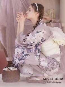画像1: 【即日発送】【浴衣】大人スウィートフラワー 牡丹柄 浴衣 【浴衣3点セット 浴衣/帯/下駄】 [YMT] (1)