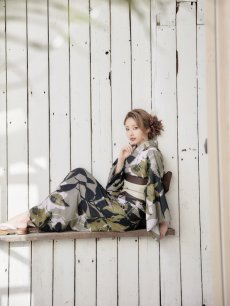 画像10: 【即日発送】【オリジナル浴衣】ヘルシーリーフ柄浴衣 【浴衣3点セット 浴衣/帯/下駄】 [YMT] (10)