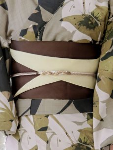 画像5: 【即日発送】【オリジナル浴衣】ヘルシーリーフ柄浴衣 【浴衣3点セット 浴衣/帯/下駄】 [YMT] (5)