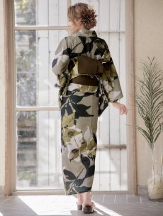 画像8: 【即日発送】【オリジナル浴衣】ヘルシーリーフ柄浴衣 【浴衣3点セット 浴衣/帯/下駄】 [YMT] (8)