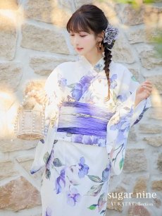 画像3: 【即日発送】白地に水彩牡丹のクラシック浴衣 【浴衣３点セット 浴衣/帯/下駄】 [YMT] (3)