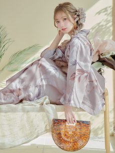 画像10: 【即日発送】【浴衣】ホワイトフラワーブラウン浴衣【浴衣３点セット 浴衣/帯/下駄】 [YMT] (10)