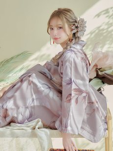 画像12: 【即日発送】【浴衣】ホワイトフラワーブラウン浴衣【浴衣３点セット 浴衣/帯/下駄】 [YMT] (12)