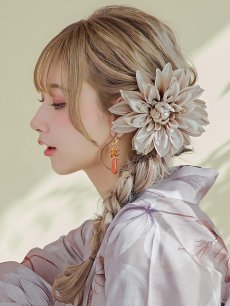 画像6: 【即日発送】【浴衣】ホワイトフラワーブラウン浴衣【浴衣３点セット 浴衣/帯/下駄】 [YMT] (6)