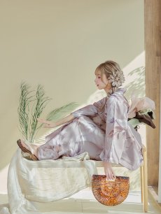 画像9: 【即日発送】【浴衣】ホワイトフラワーブラウン浴衣【浴衣３点セット 浴衣/帯/下駄】 [YMT] (9)