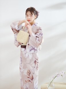 画像12: 【即日発送】【浴衣】ホワイトフラワーブラウン浴衣 【浴衣３点セット 浴衣/帯/下駄】 [YMT] (12)